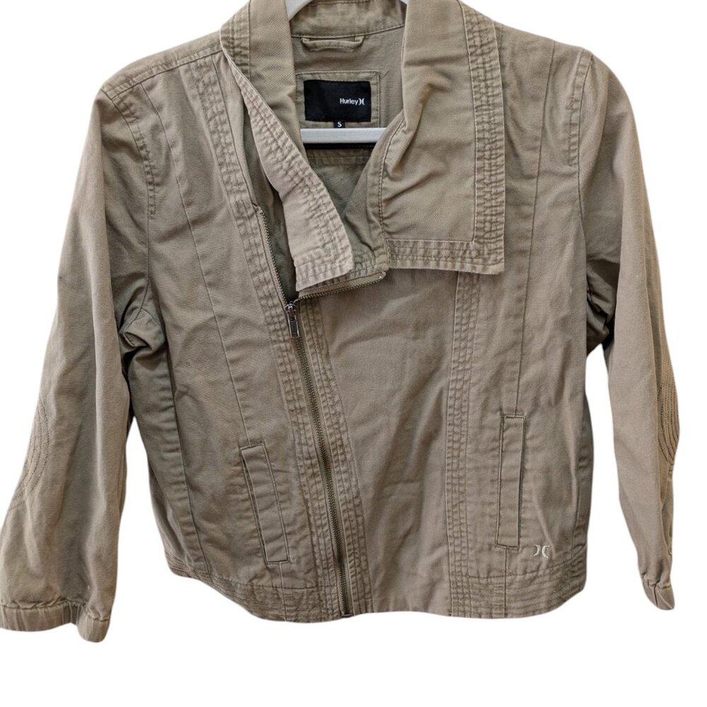 Hurley Avery Canvas Utility Cropped Moto Jacket (S)
